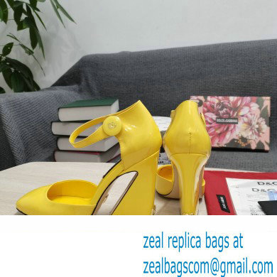 Dolce  &  Gabbana Heel 6.5cm/10.5cm Patent leather Mary Janes Yellow with Geometric Heel 2022